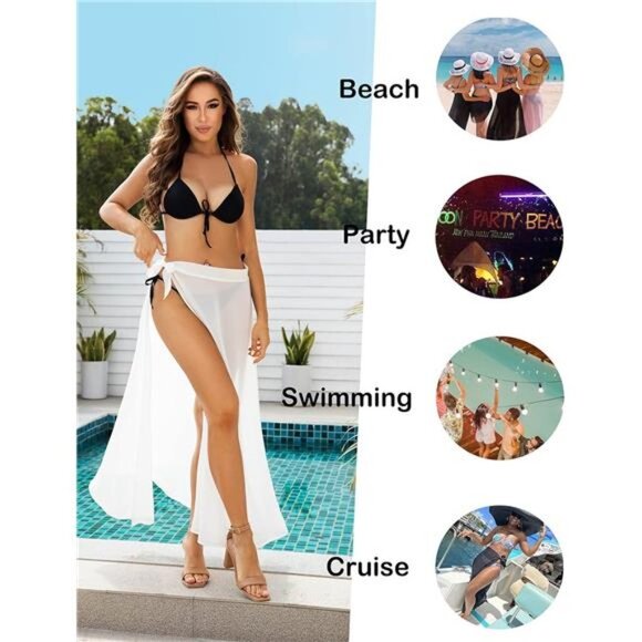 Women's Swimsuit Cover Up Summer Beach Wrap Skirt Swimwear - Picture 5 of 6